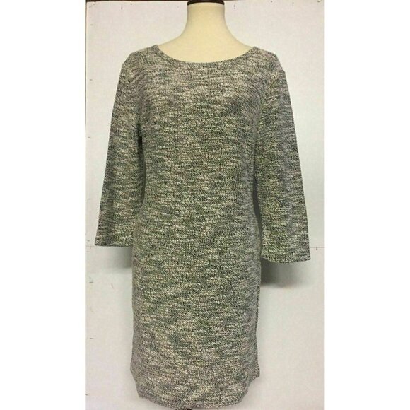 Angie Women's Heather Gray Knit Shift 3/4 Sleeve Sweater Dress Size L - Picture 3 of 10